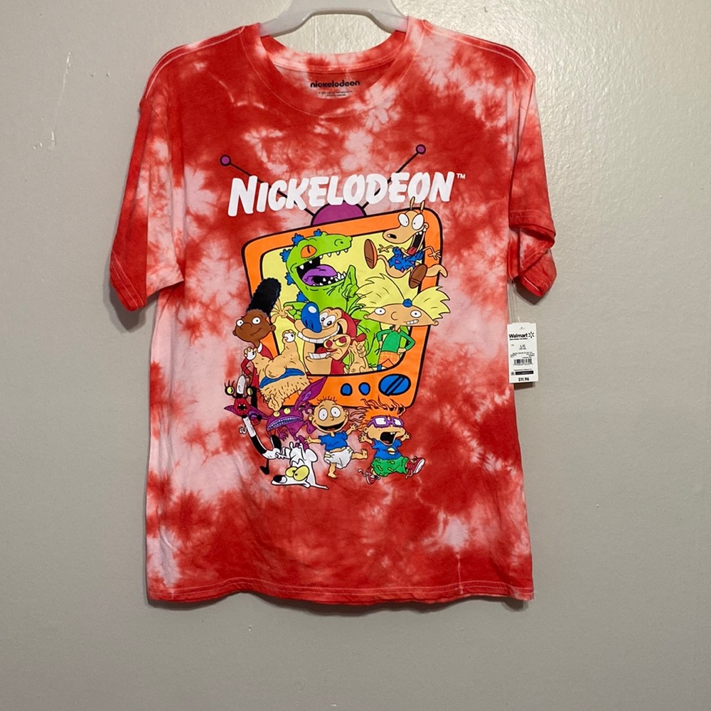 New with tags nickelodeon TShirt size Large unisex Tie dye red and white